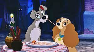 Lady and the Tramp animation. Eating pasta